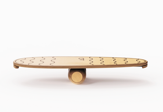 Wooden balance surf board made in Canada for kids and adults fitness training.