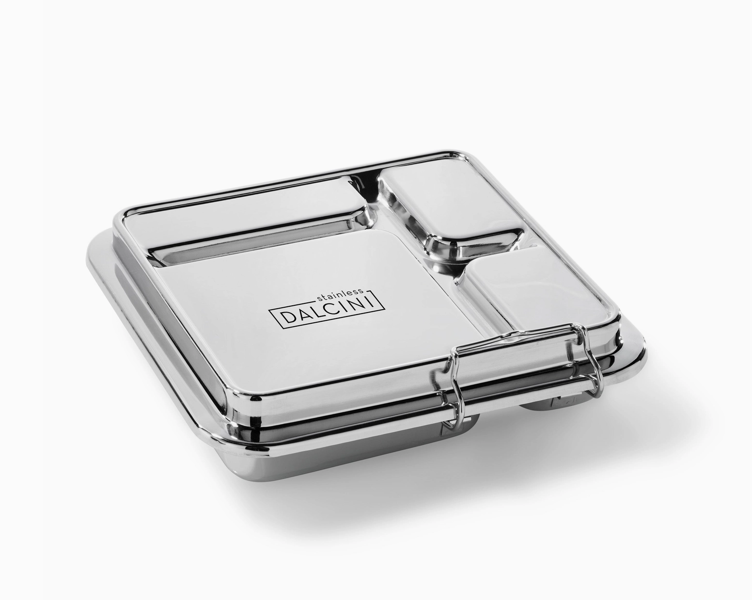 Close up of the stainless steel bento box with lock.